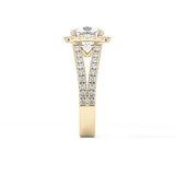 Cushion Pave Split Shank & Halo Lab Grown Diamond Engagement Ring