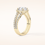 3.28 CT Cushion Shaped Split Shank & Halo Moissanite Engagement Ring