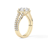Cushion Pave Split Shank & Halo Lab Grown Diamond Engagement Ring