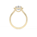 Cushion Pave Split Shank & Halo Lab Grown Diamond Engagement Ring