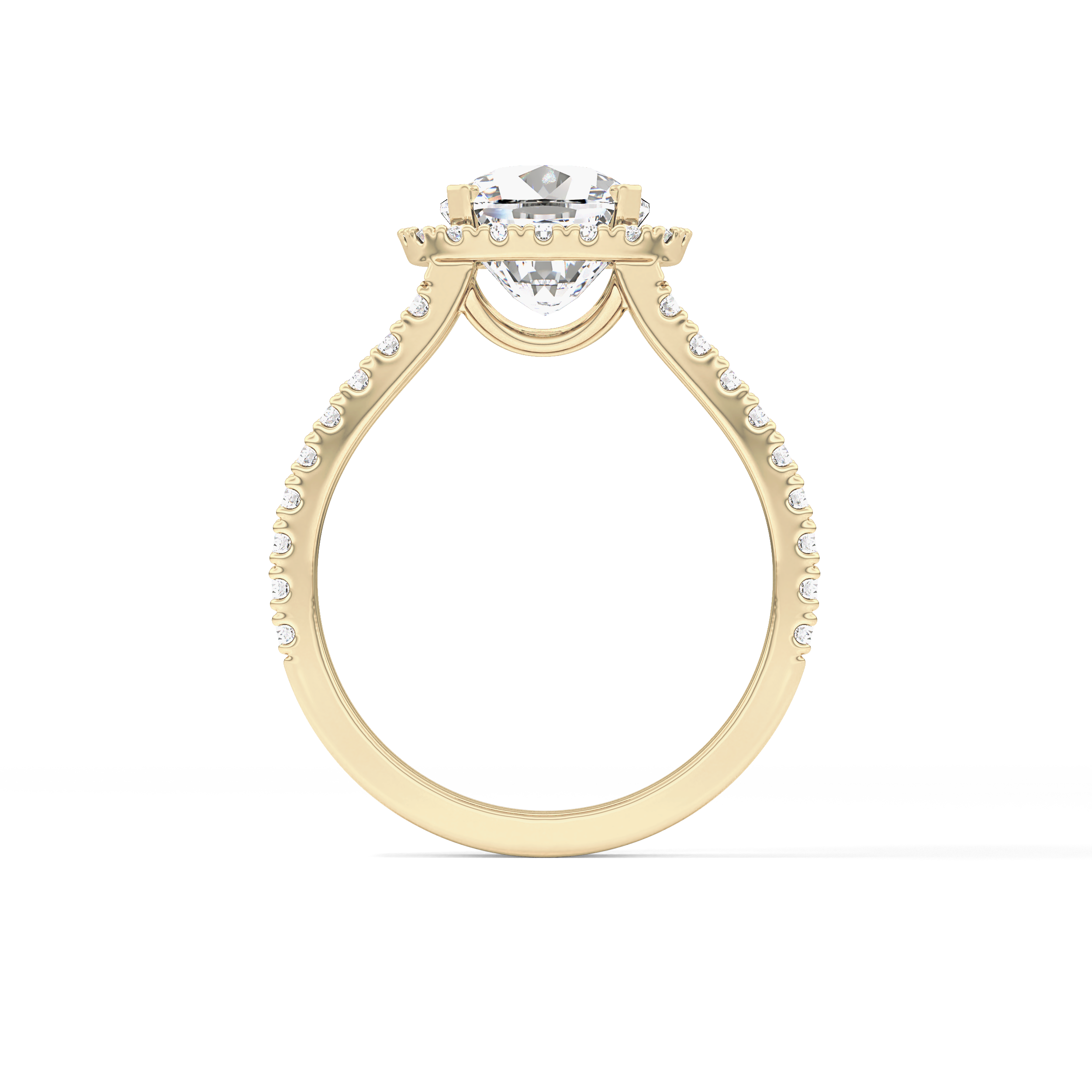 Cushion Pave Split Shank & Halo Lab Grown Diamond Engagement Ring