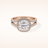 3.28 CT Cushion Shaped Split Shank & Halo Moissanite Engagement Ring