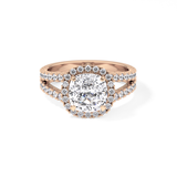 Cushion Pave Split Shank & Halo Lab Grown Diamond Engagement Ring
