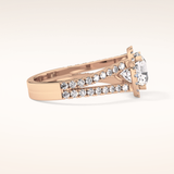 3.28 CT Cushion Shaped Split Shank & Halo Moissanite Engagement Ring