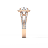 Cushion Pave Split Shank & Halo Lab Grown Diamond Engagement Ring