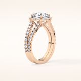 3.28 CT Cushion Shaped Split Shank & Halo Moissanite Engagement Ring
