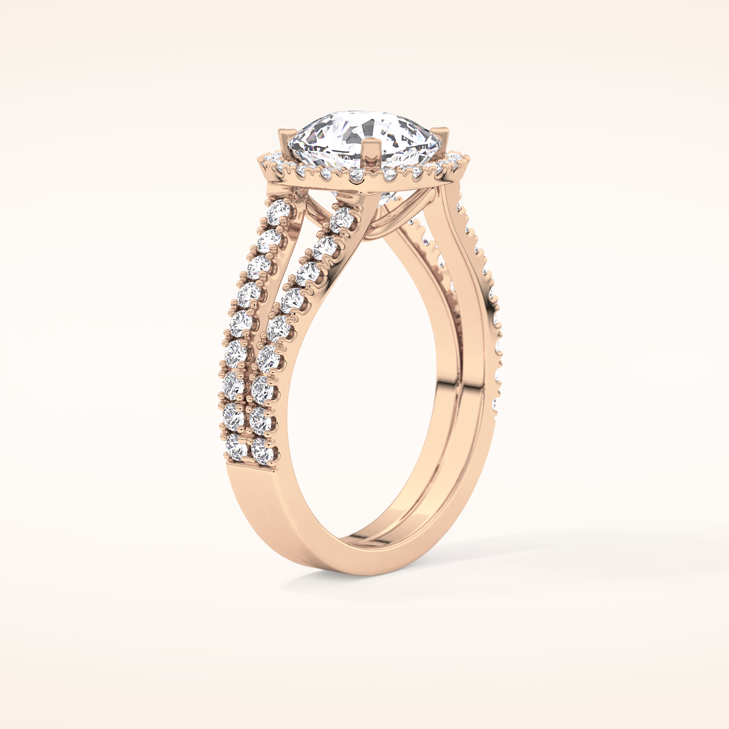 3.28 CT Cushion Shaped Split Shank & Halo Moissanite Engagement Ring
