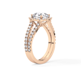 Cushion Pave Split Shank & Halo Lab Grown Diamond Engagement Ring