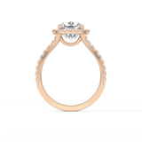 Cushion Pave Split Shank & Halo Lab Grown Diamond Engagement Ring