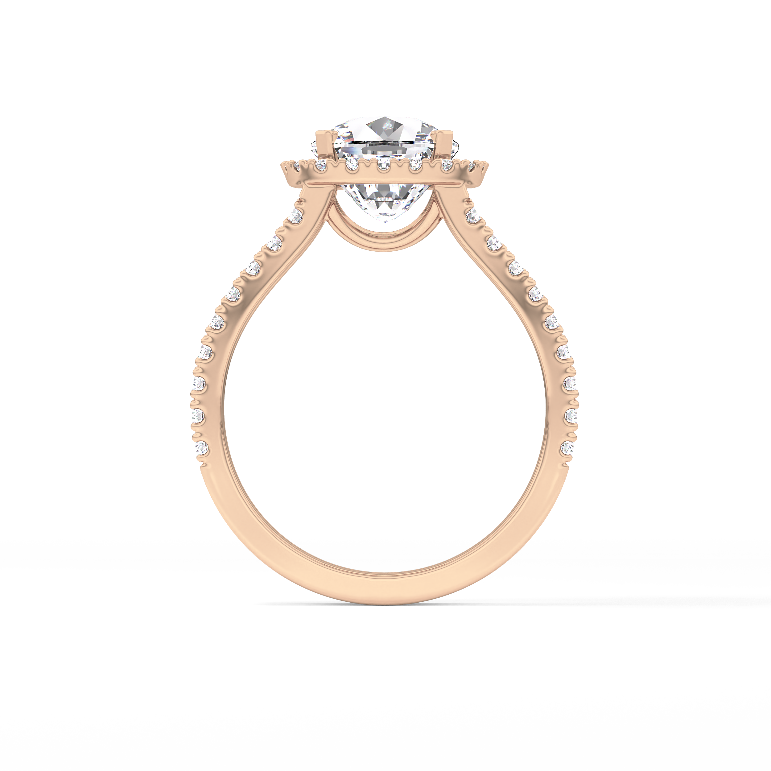 Cushion Pave Split Shank & Halo Lab Grown Diamond Engagement Ring