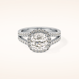 3.28 CT Cushion Shaped Split Shank & Halo Moissanite Engagement Ring