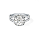 Cushion Pave Split Shank & Halo Lab Grown Diamond Engagement Ring