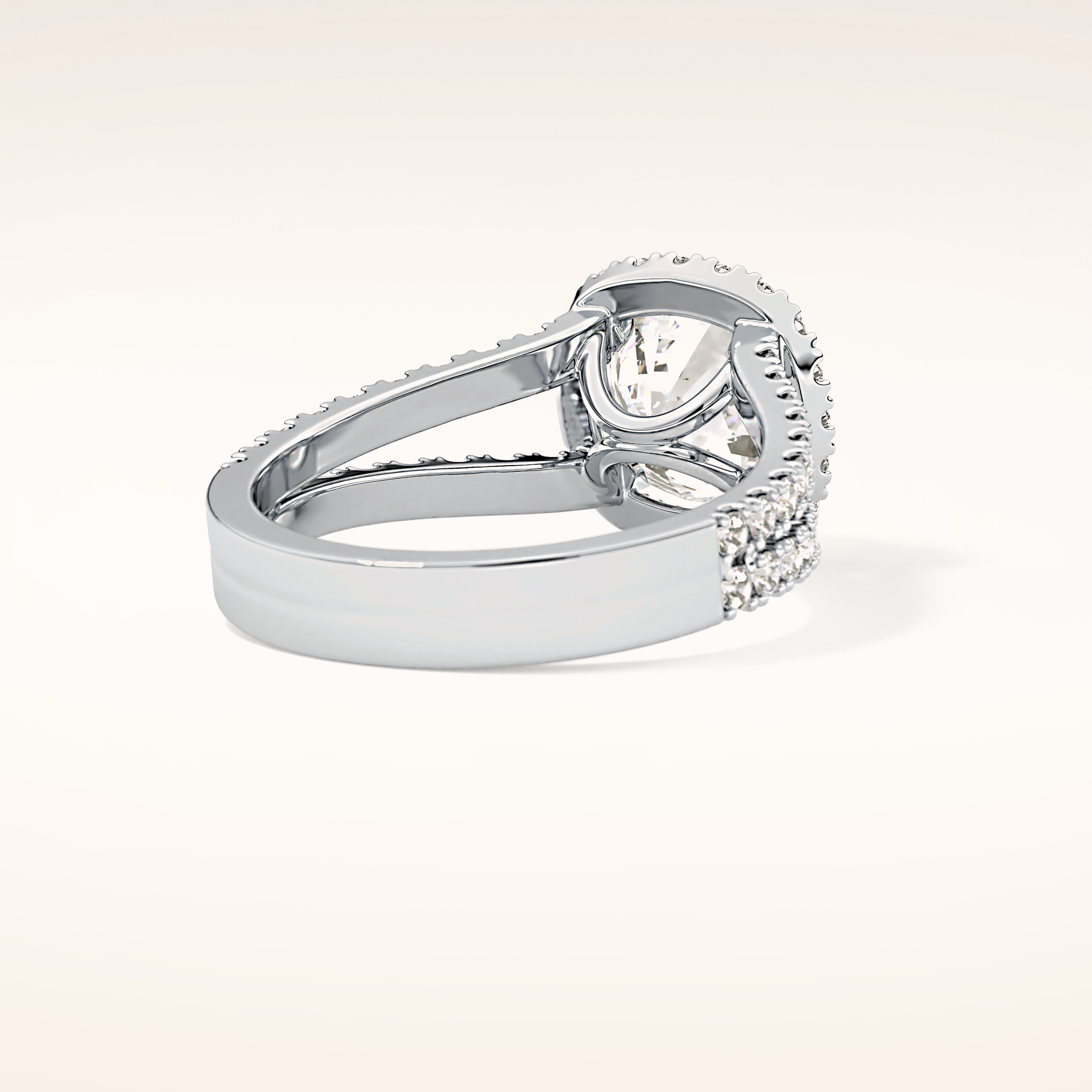 3.28 CT Cushion Shaped Split Shank & Halo Moissanite Engagement Ring