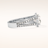 3.28 CT Cushion Shaped Split Shank & Halo Moissanite Engagement Ring