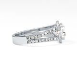 Cushion Pave Split Shank & Halo Lab Grown Diamond Engagement Ring