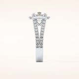 3.28 CT Cushion Shaped Split Shank & Halo Moissanite Engagement Ring