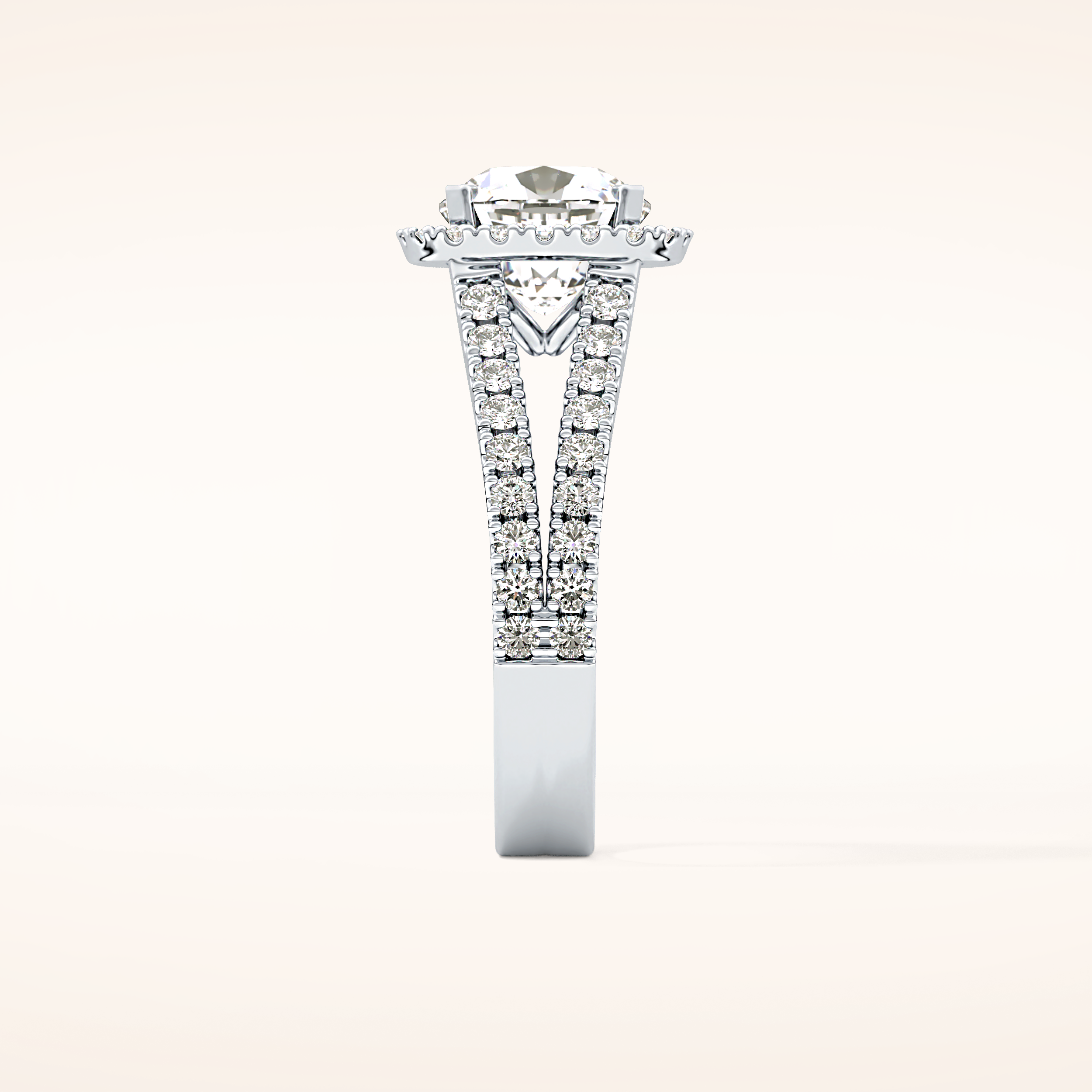 3.28 CT Cushion Shaped Split Shank & Halo Moissanite Engagement Ring