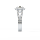 Cushion Pave Split Shank & Halo Lab Grown Diamond Engagement Ring