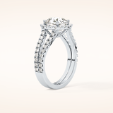 3.28 CT Cushion Shaped Split Shank & Halo Moissanite Engagement Ring