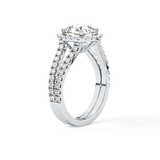 Cushion Pave Split Shank & Halo Lab Grown Diamond Engagement Ring