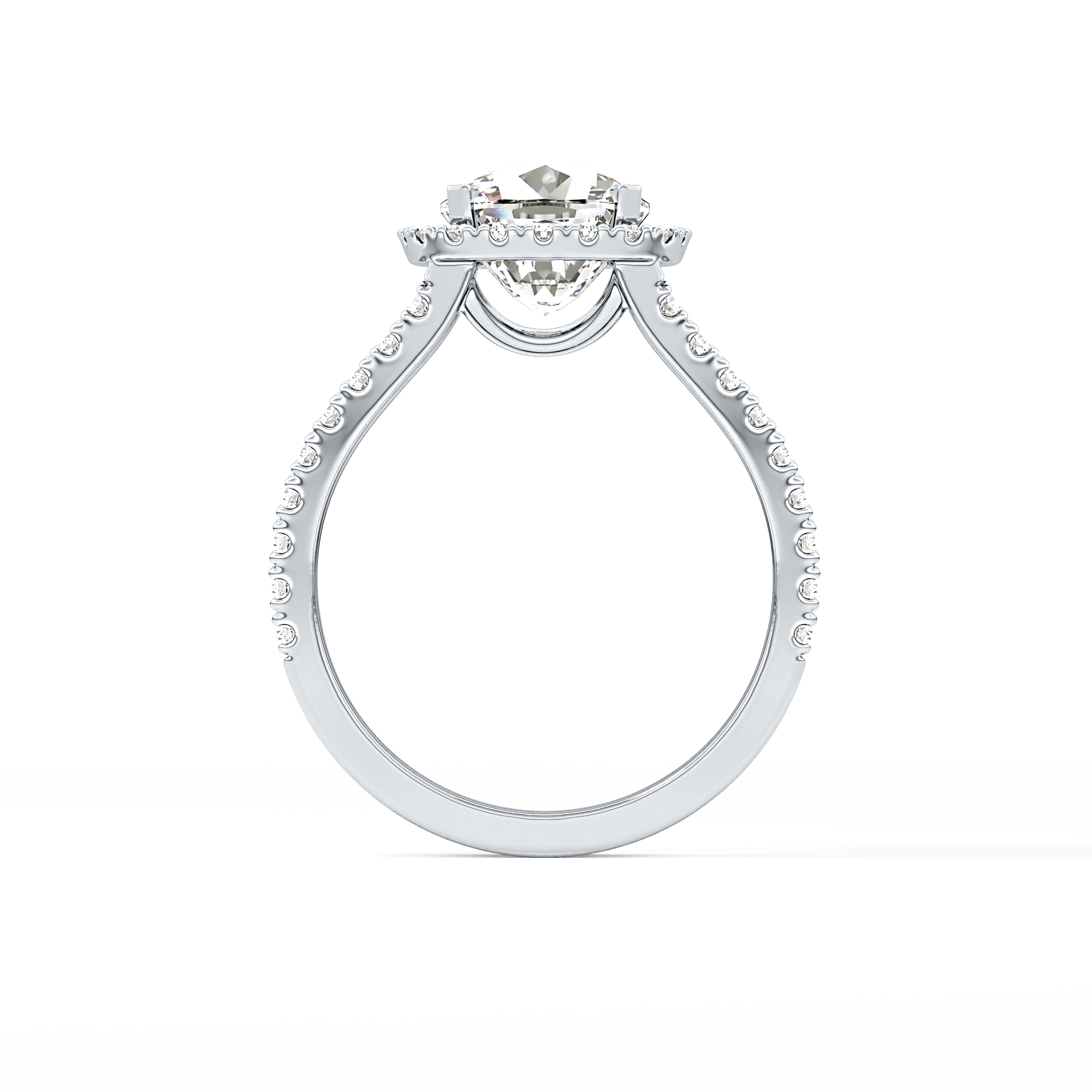 Cushion Pave Split Shank & Halo Lab Grown Diamond Engagement Ring