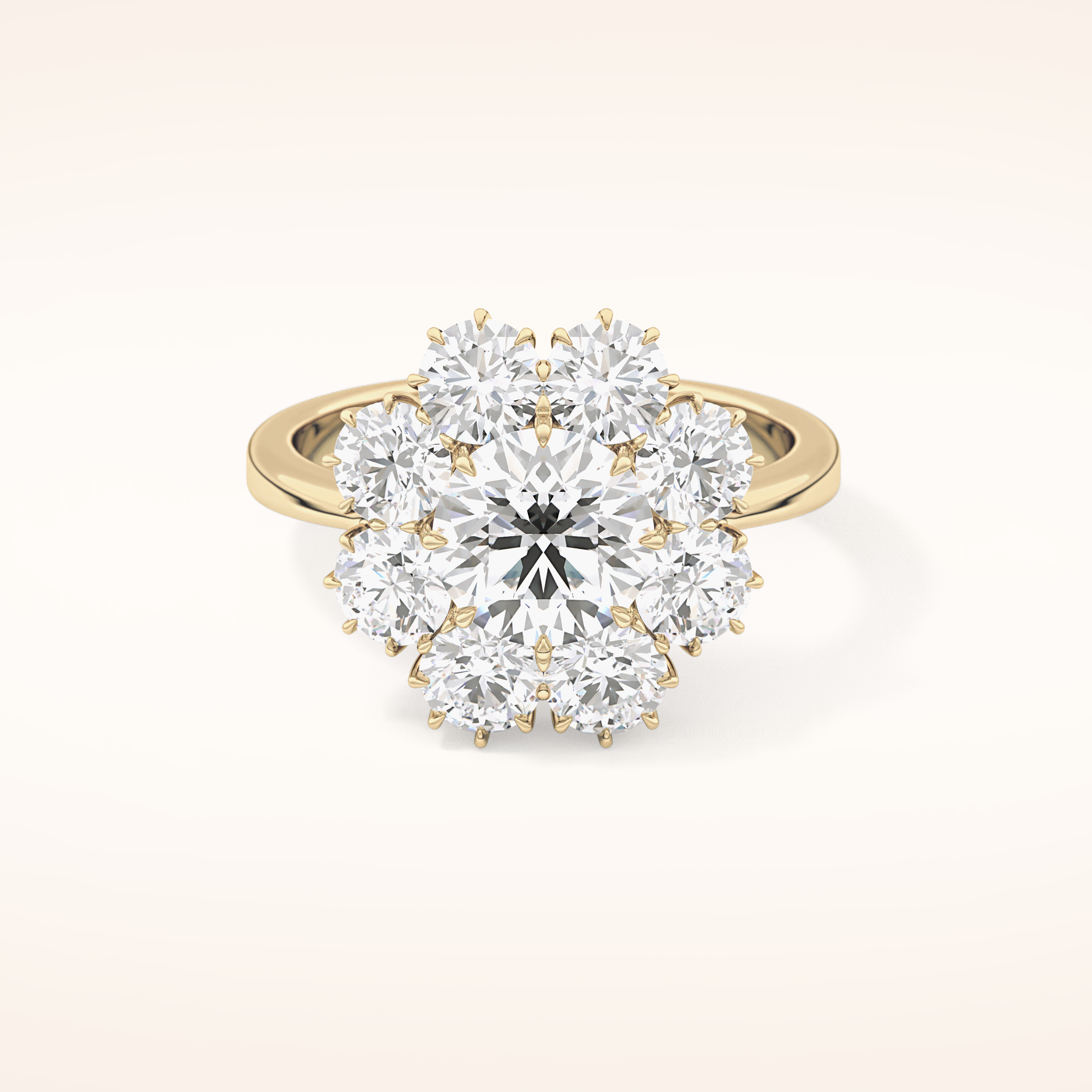 1.34 CT Round Shaped Halo Moissanite Engagement Ring
