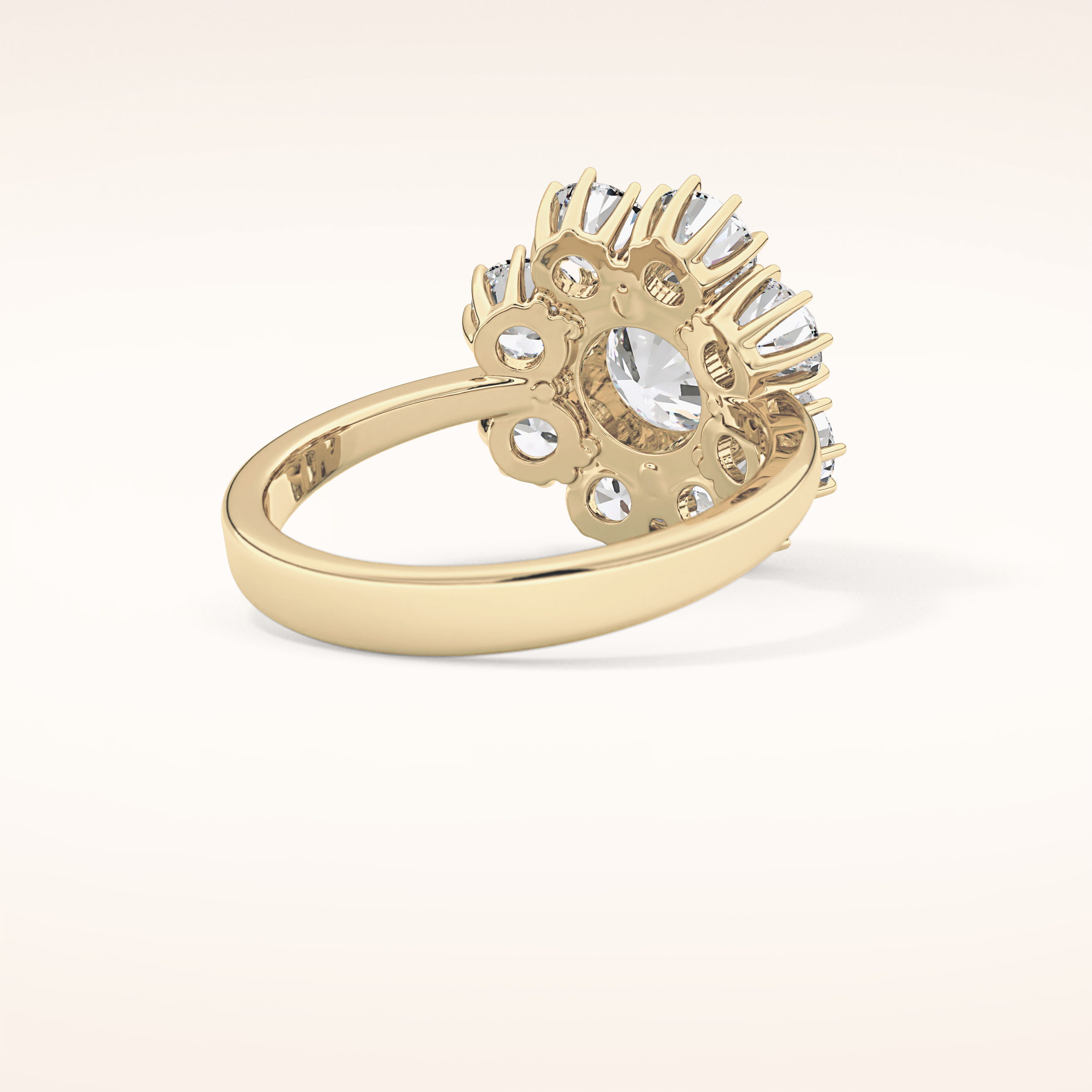 1.34 CT Round Shaped Halo Moissanite Engagement Ring