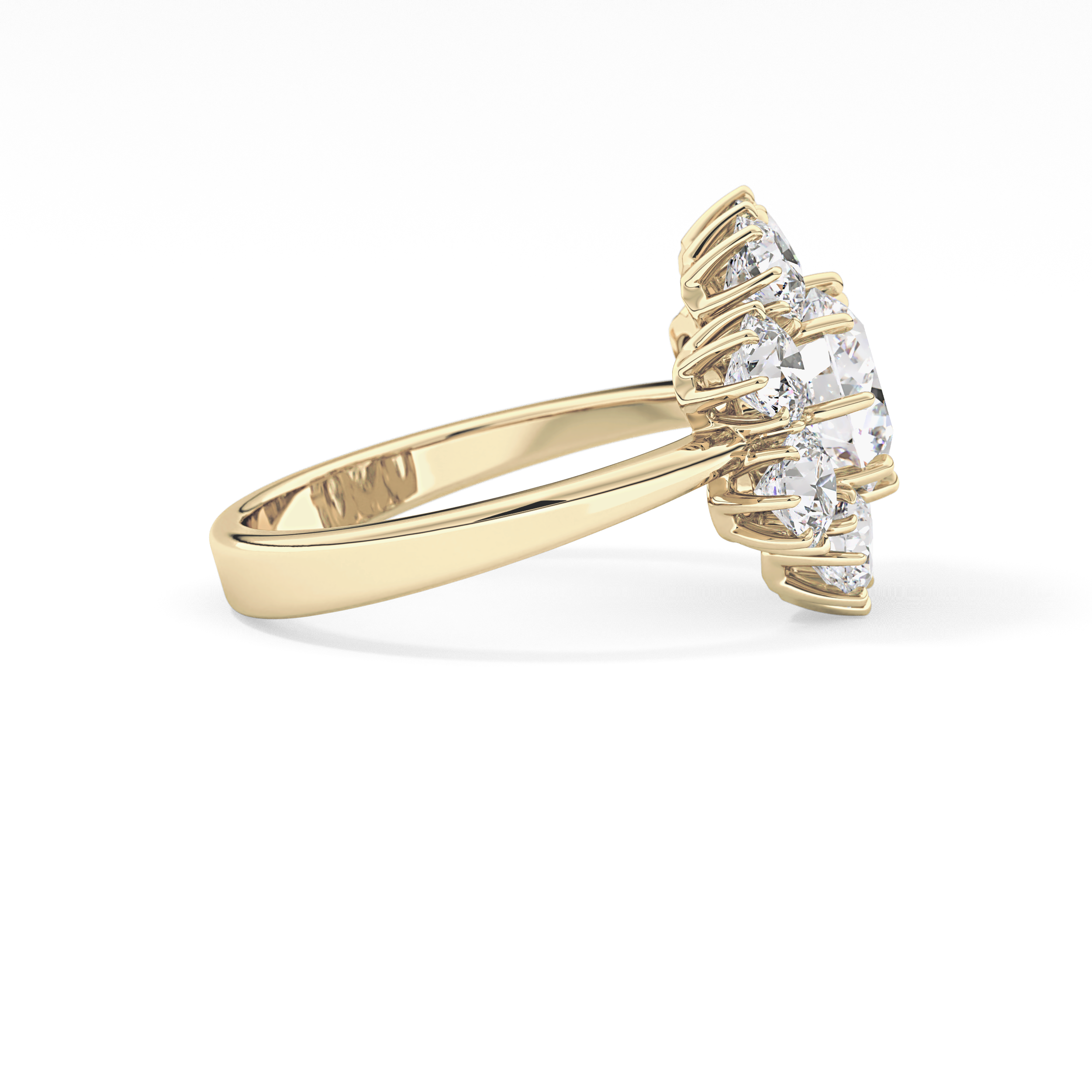 Round Cluster Lab Grown Diamond Engagement Ring