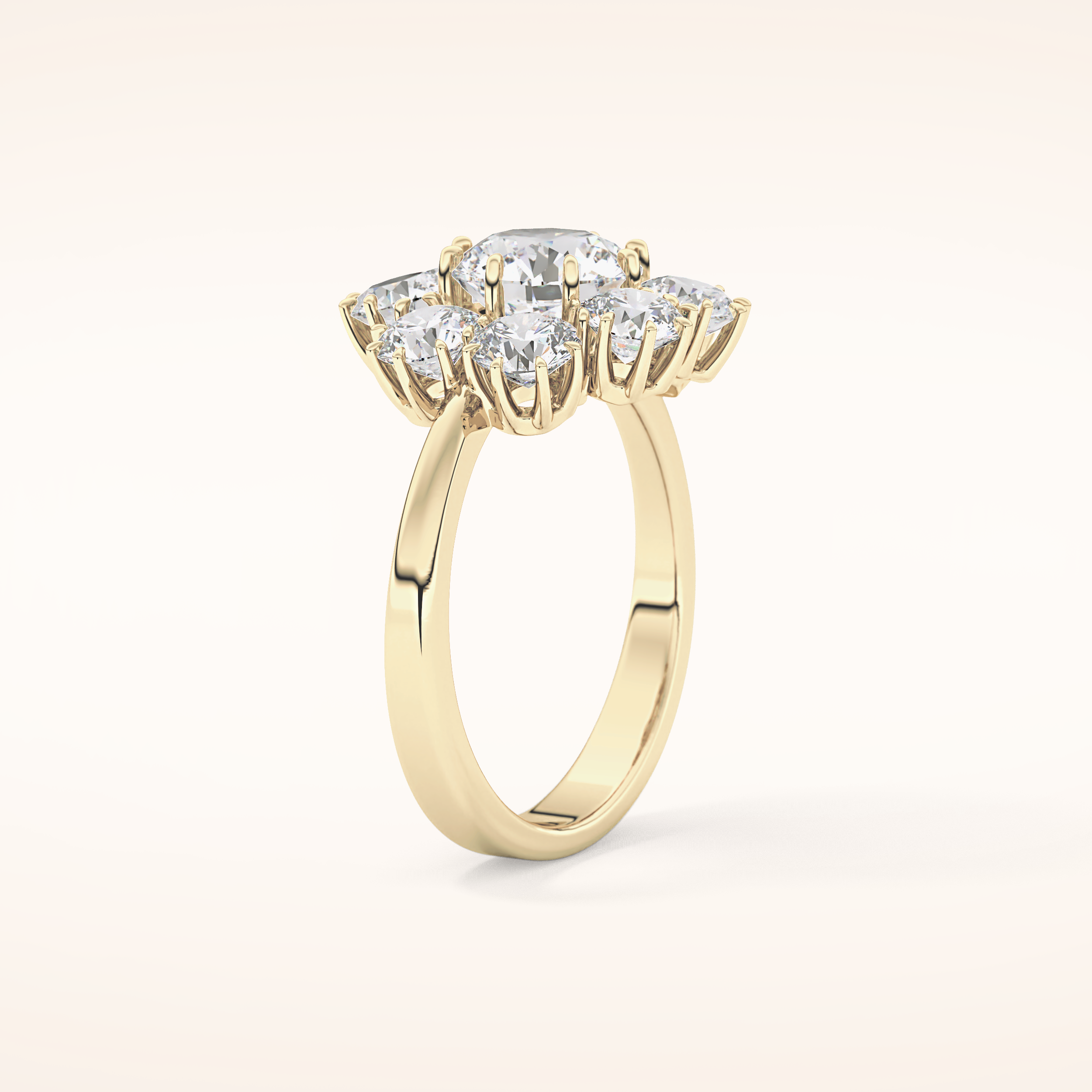 1.34 CT Round Shaped Halo Moissanite Engagement Ring
