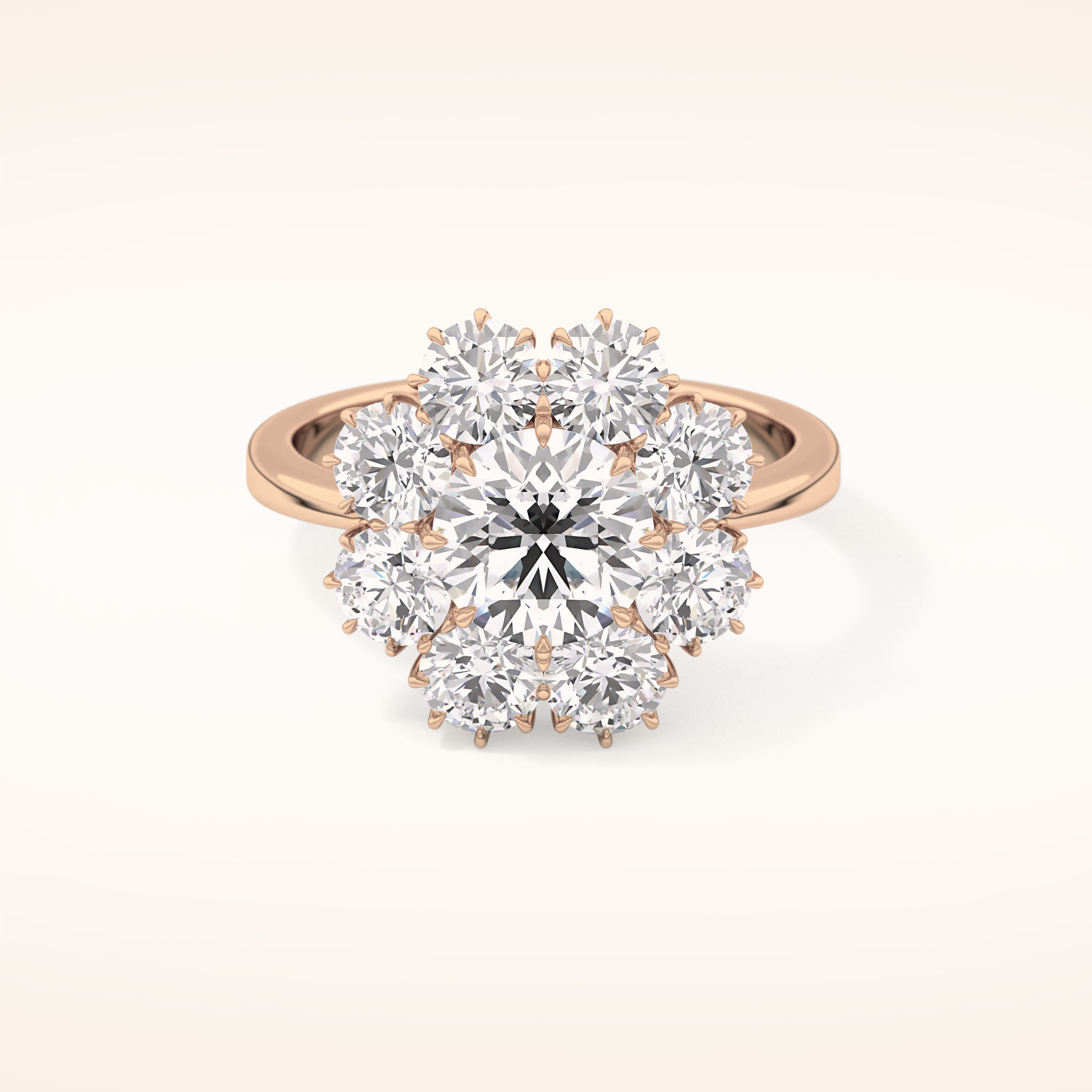1.34 CT Round Shaped Halo Moissanite Engagement Ring