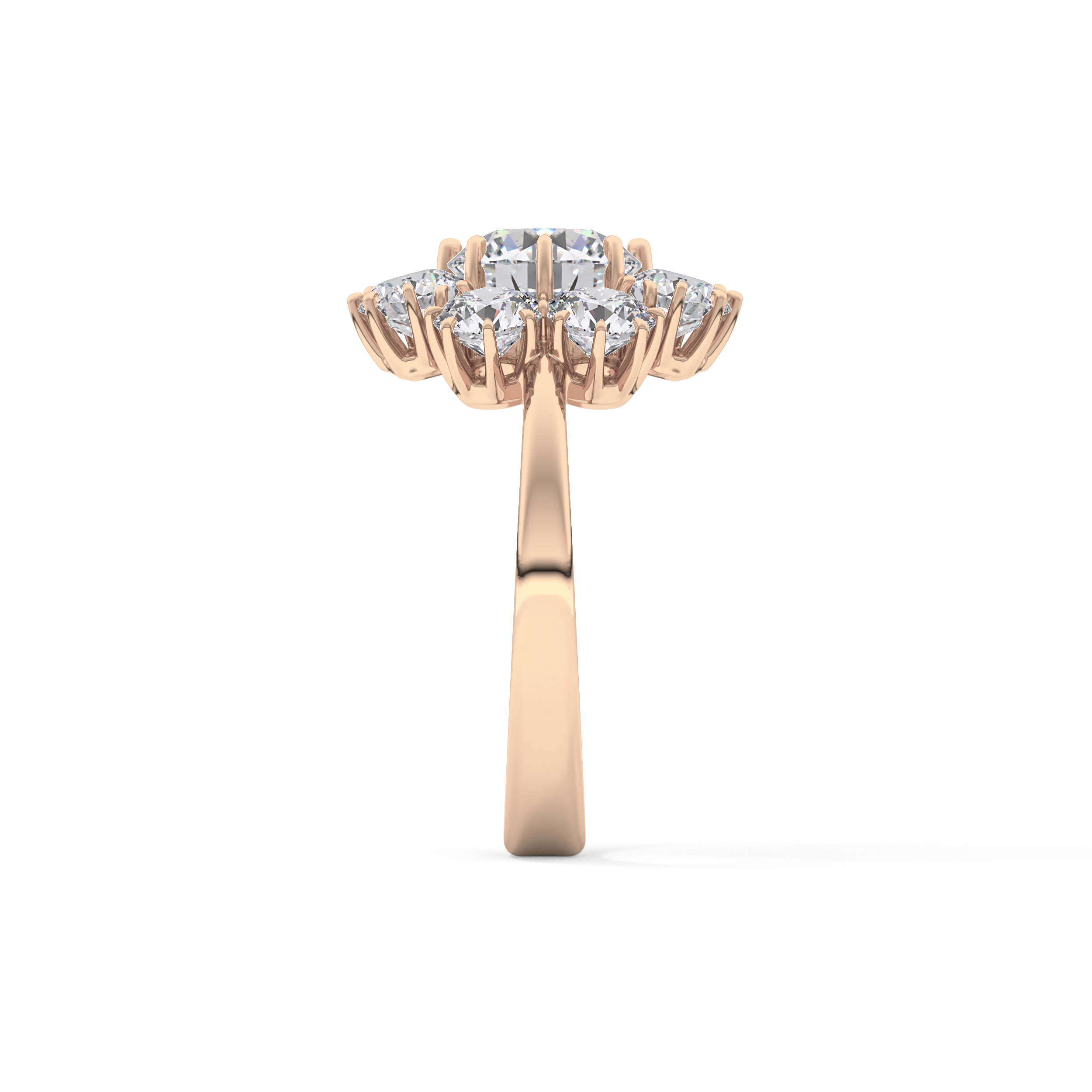 Round Cluster Lab Grown Diamond Engagement Ring