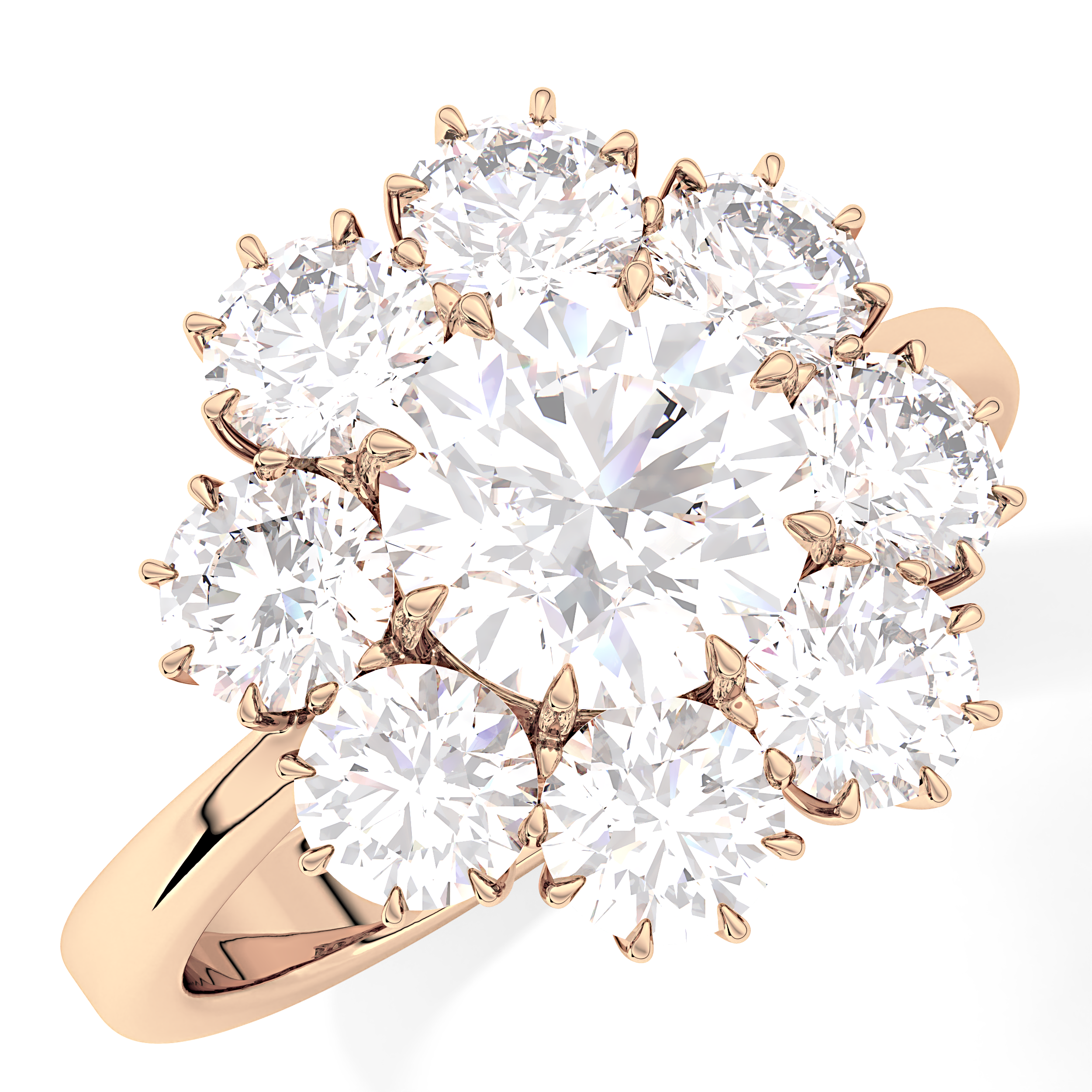 Round Cluster Lab Grown Diamond Engagement Ring