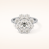 1.34 CT Round Shaped Halo Moissanite Engagement Ring