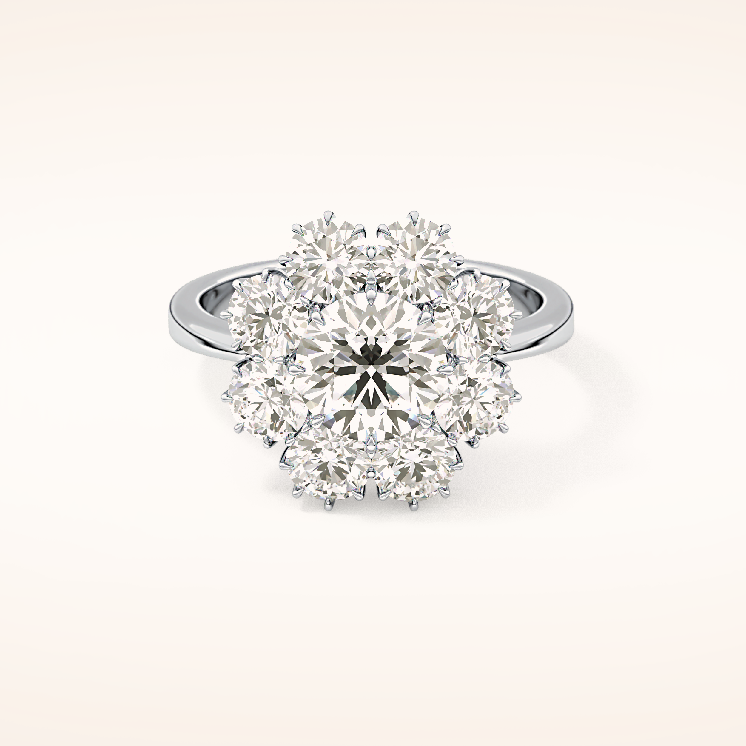 1.34 CT Round Shaped Halo Moissanite Engagement Ring