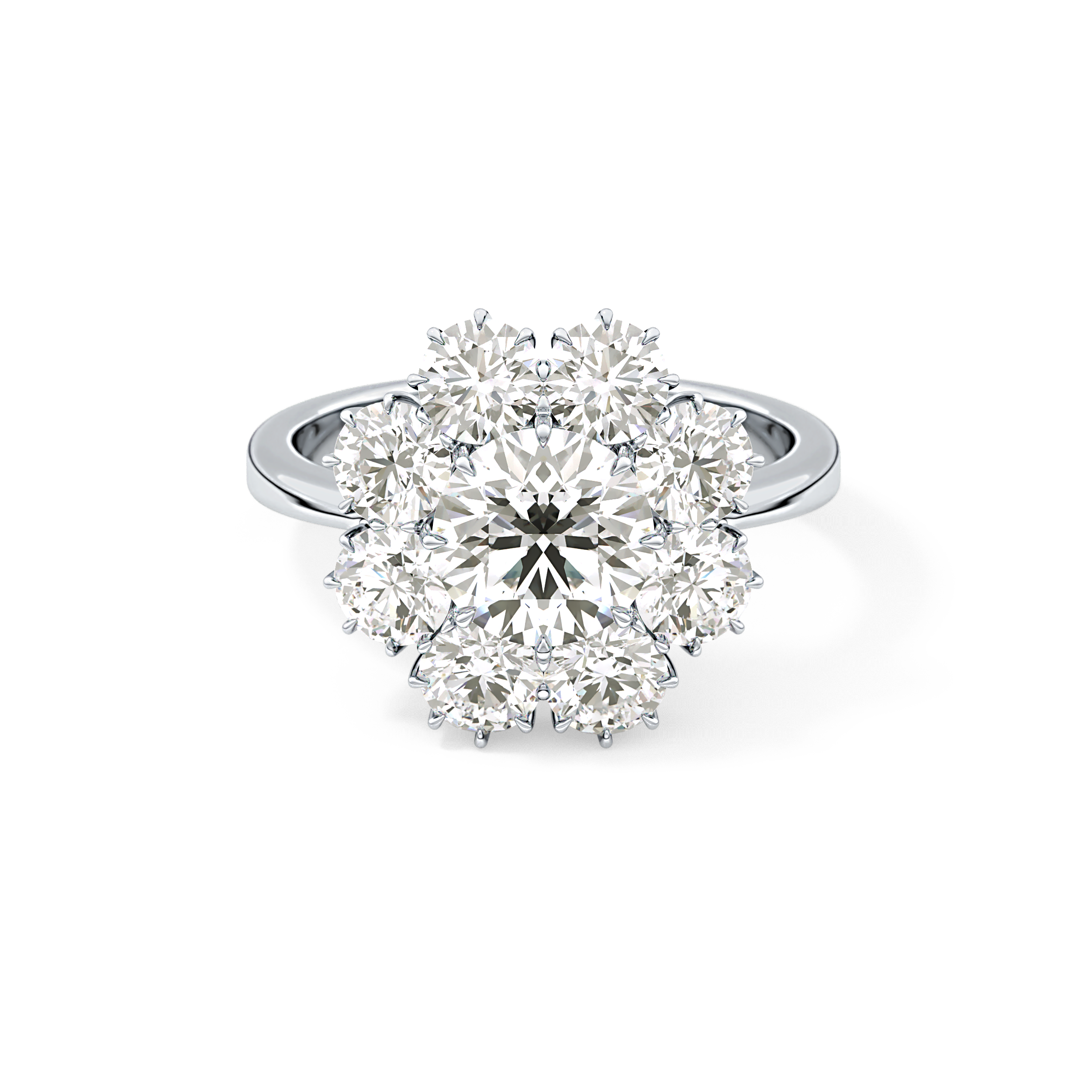 Round Cluster Lab Grown Diamond Engagement Ring
