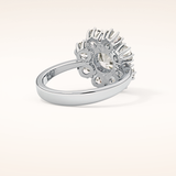 1.34 CT Round Shaped Halo Moissanite Engagement Ring