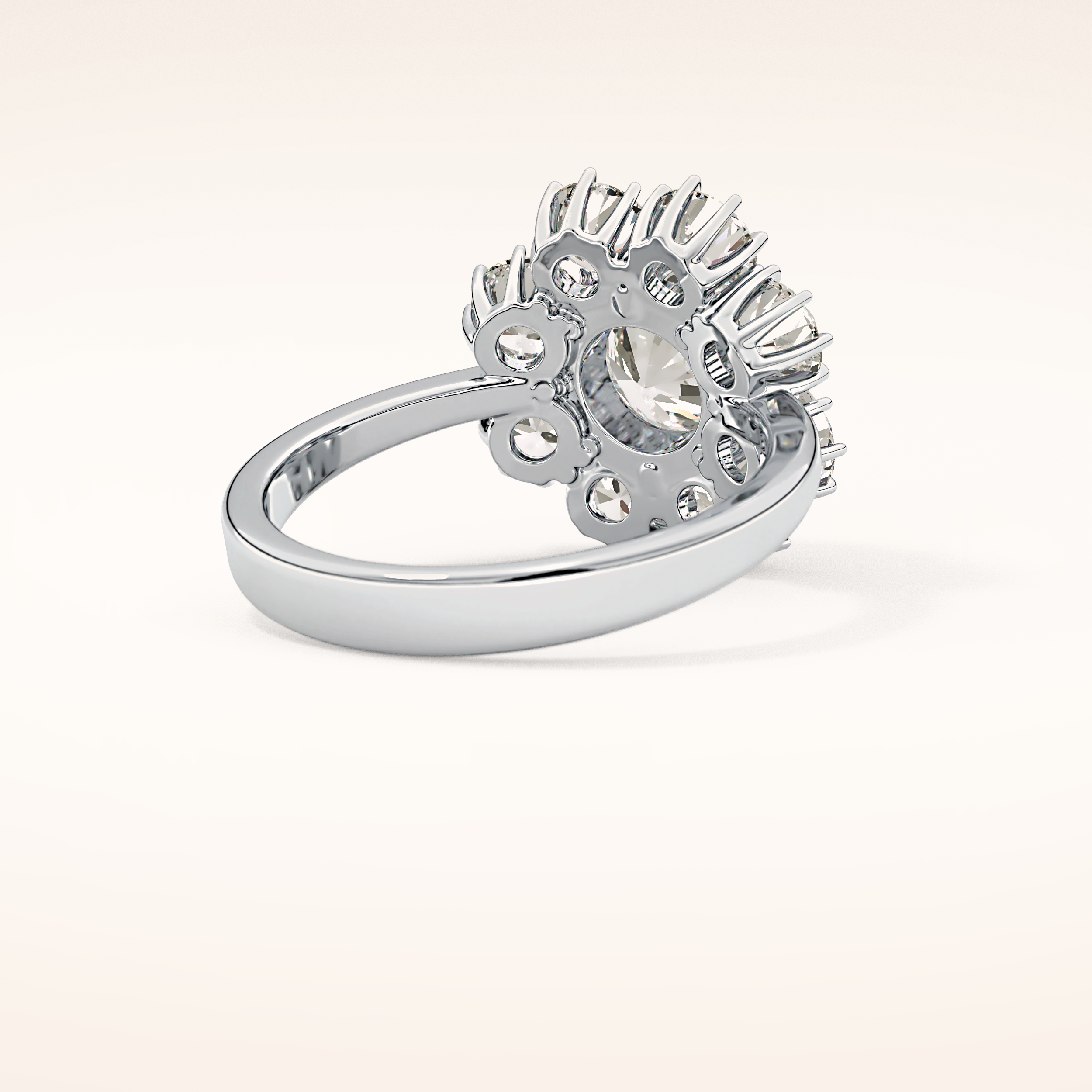 1.34 CT Round Shaped Halo Moissanite Engagement Ring