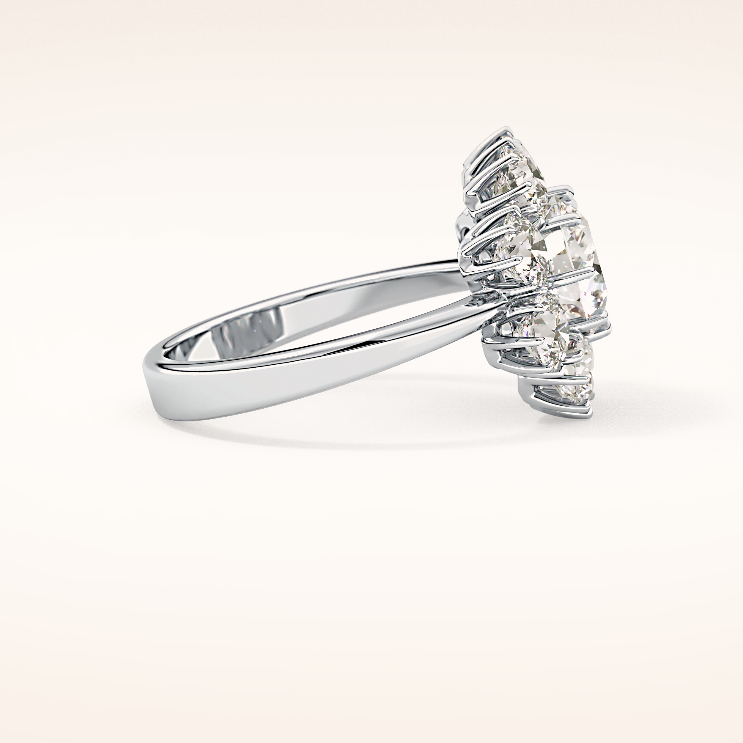 1.34 CT Round Shaped Halo Moissanite Engagement Ring