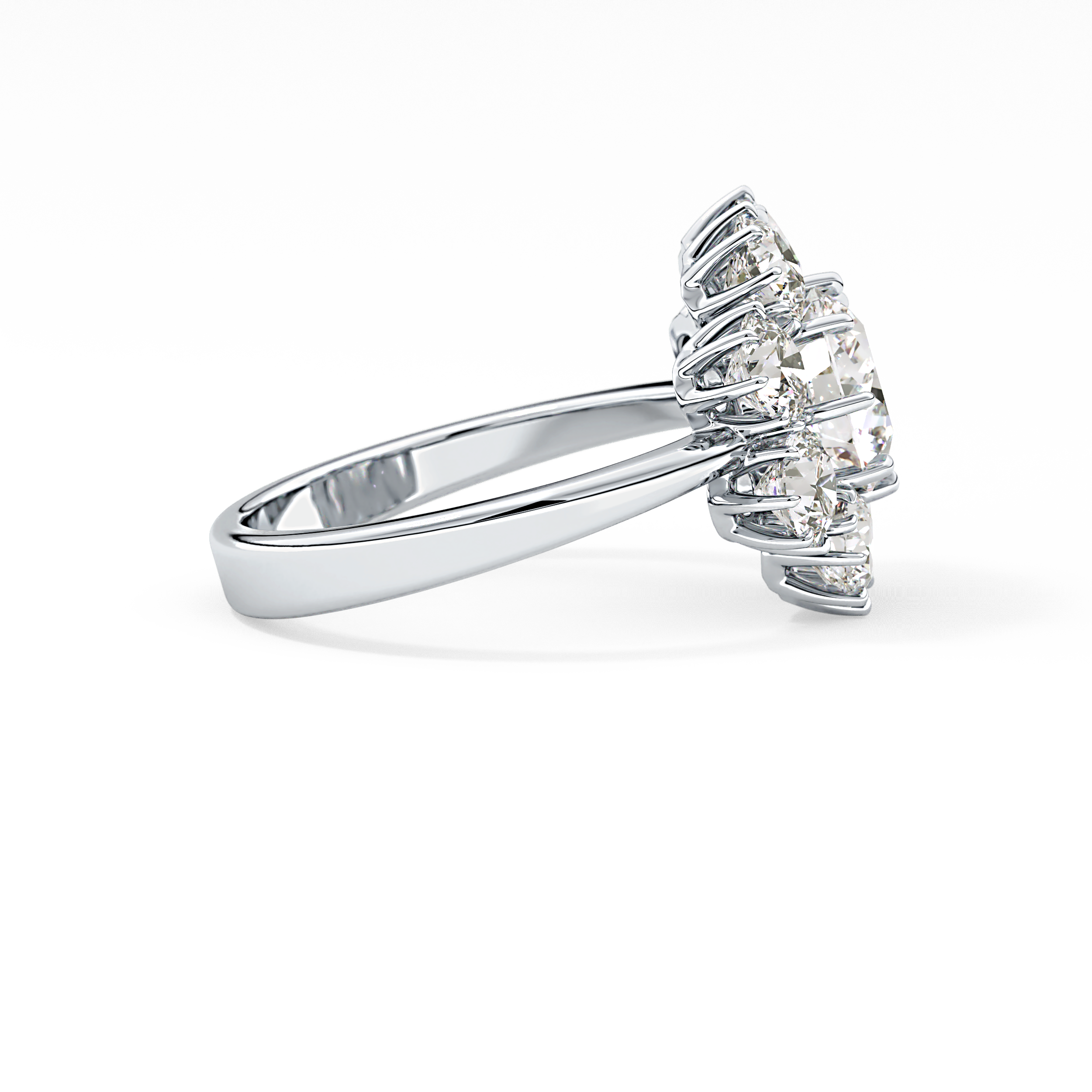 Round Cluster Lab Grown Diamond Engagement Ring