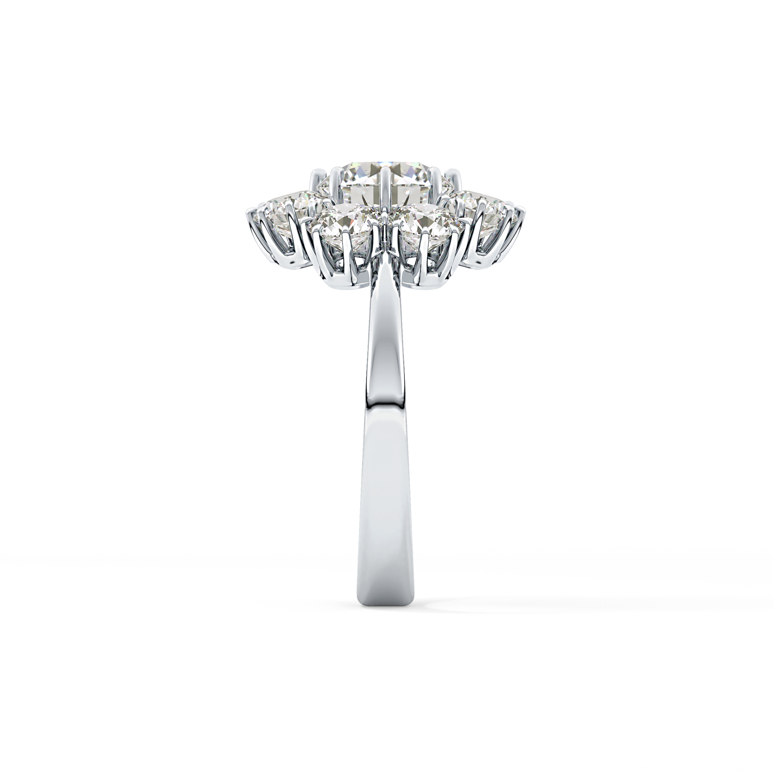 Round Cluster Lab Grown Diamond Engagement Ring