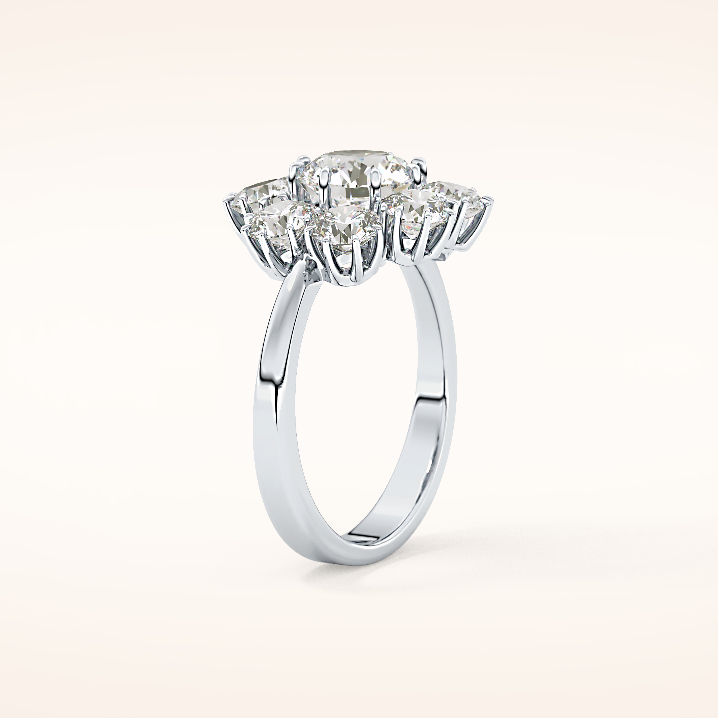 1.34 CT Round Shaped Halo Moissanite Engagement Ring