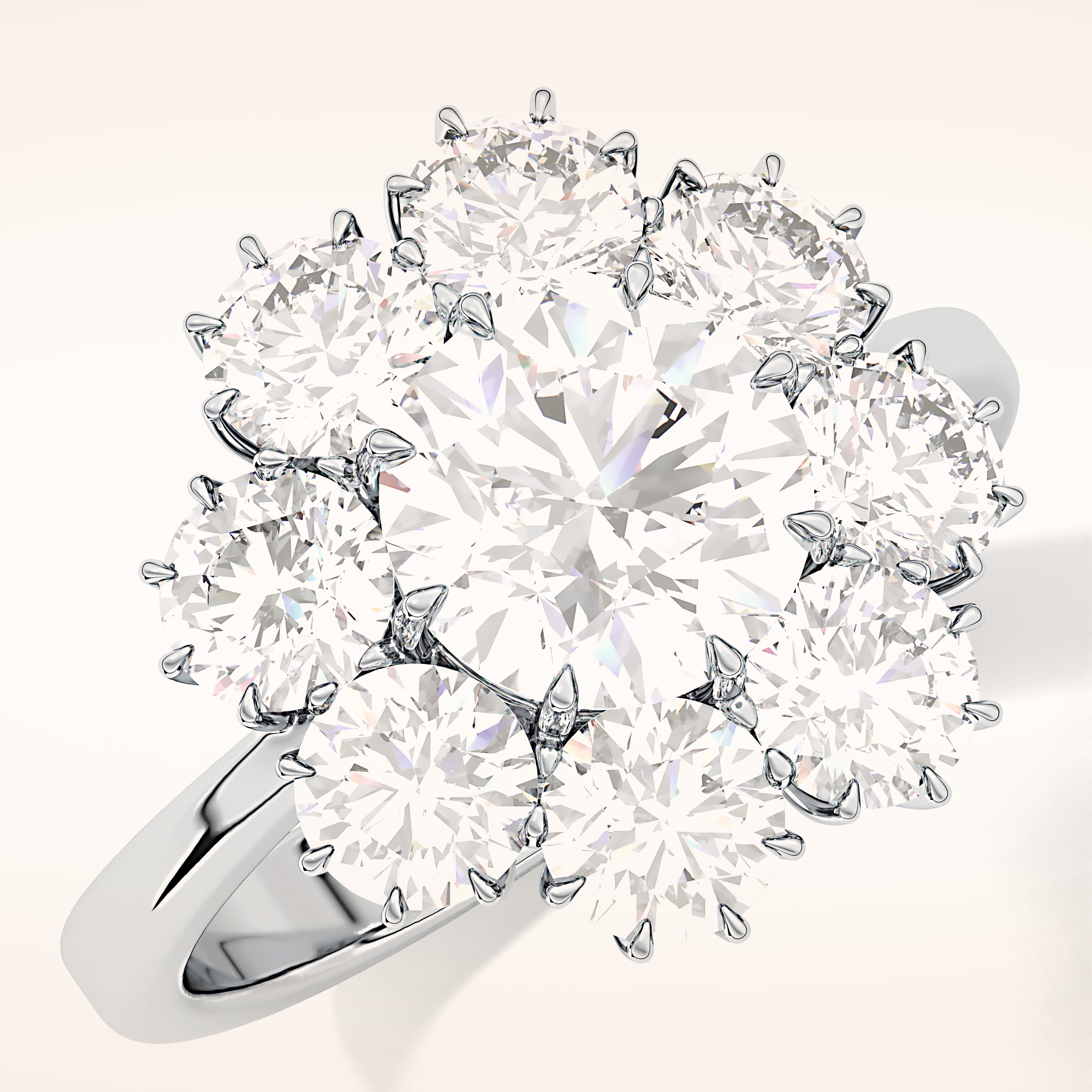 1.34 CT Round Shaped Halo Moissanite Engagement Ring