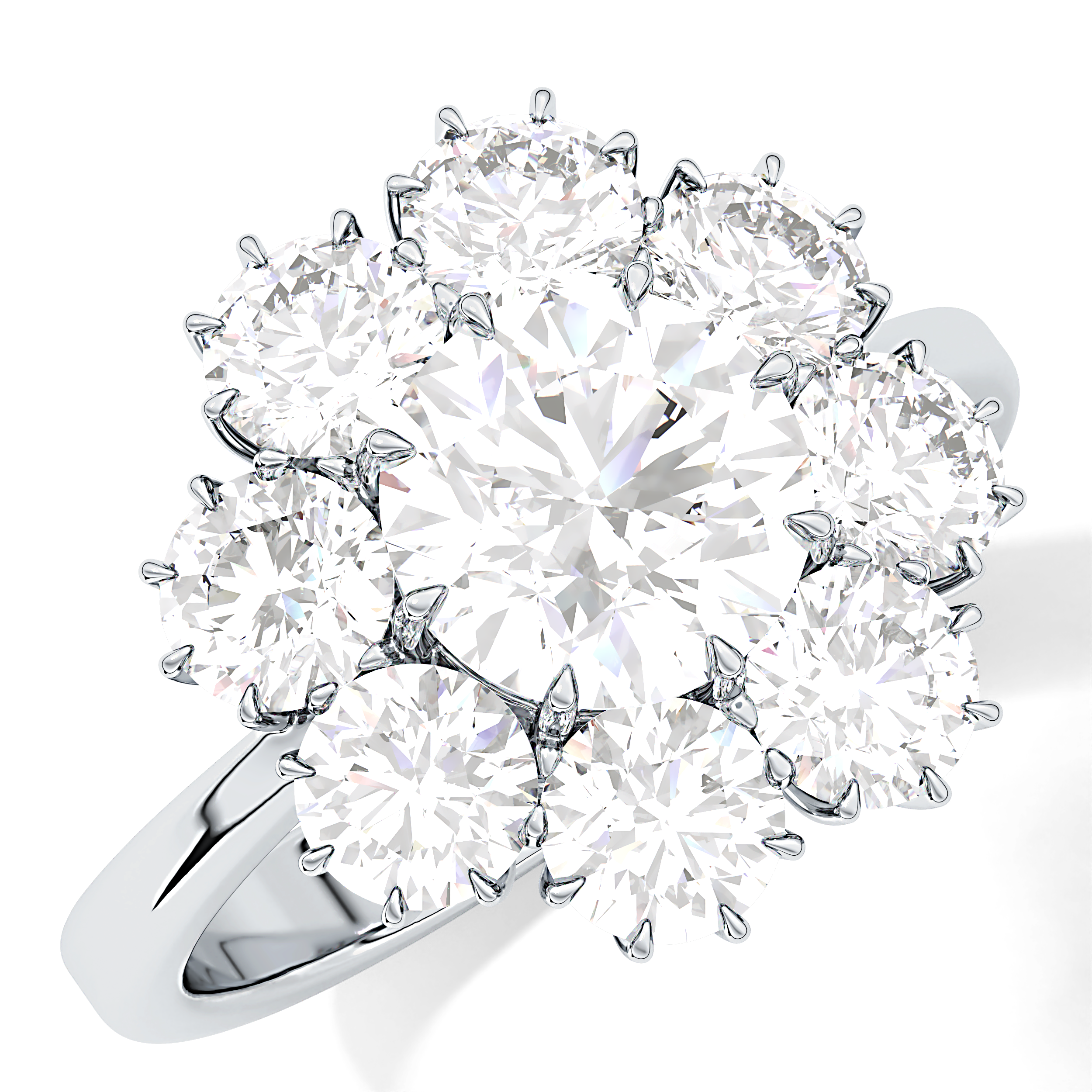 Round Cluster Lab Grown Diamond Engagement Ring