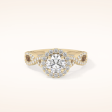 0.8 CT Round Shaped Double Halo & Twisted Pave Moissanite Engagement Ring