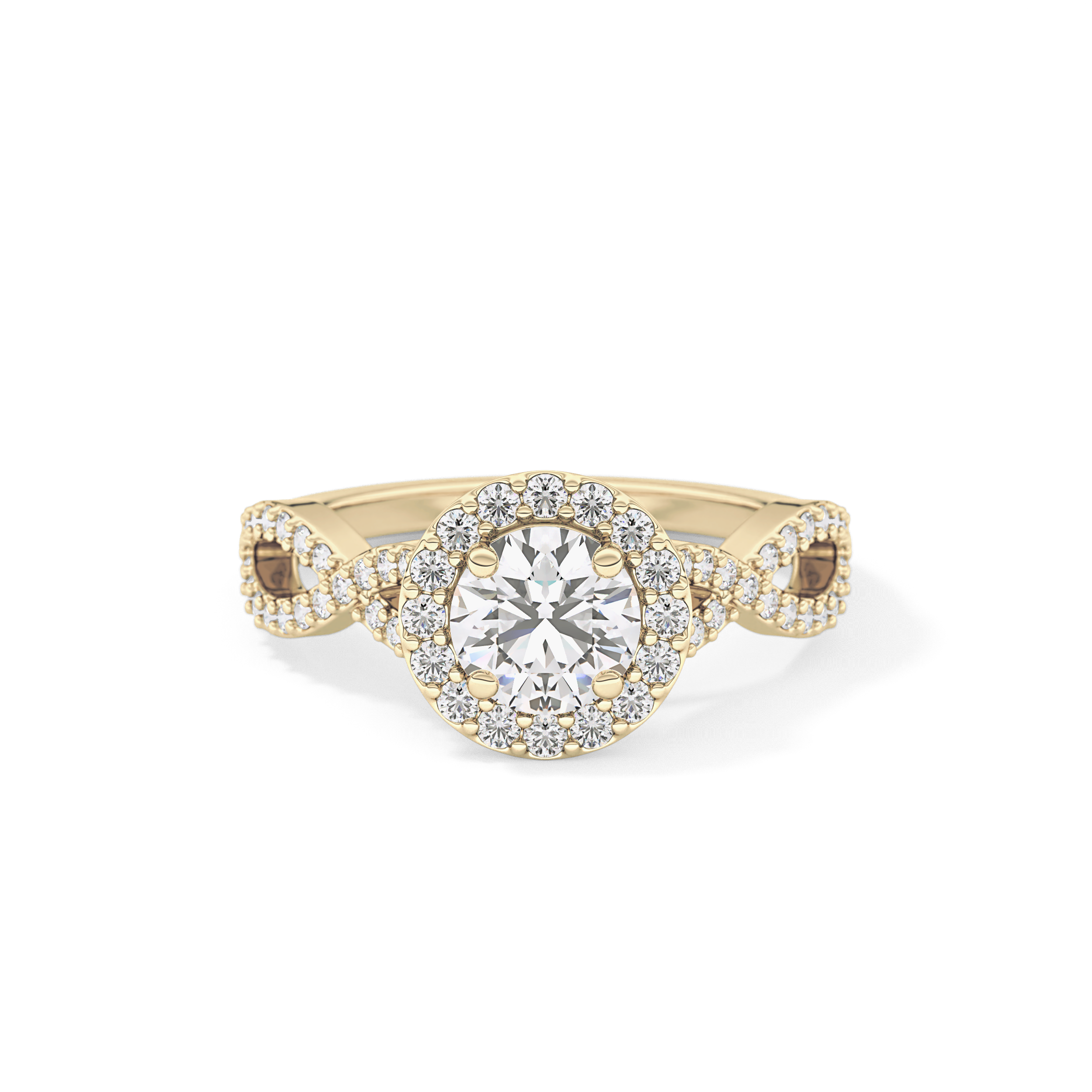 Round Halo & Twisted Pave Lab Grown Diamond Engagement Ring