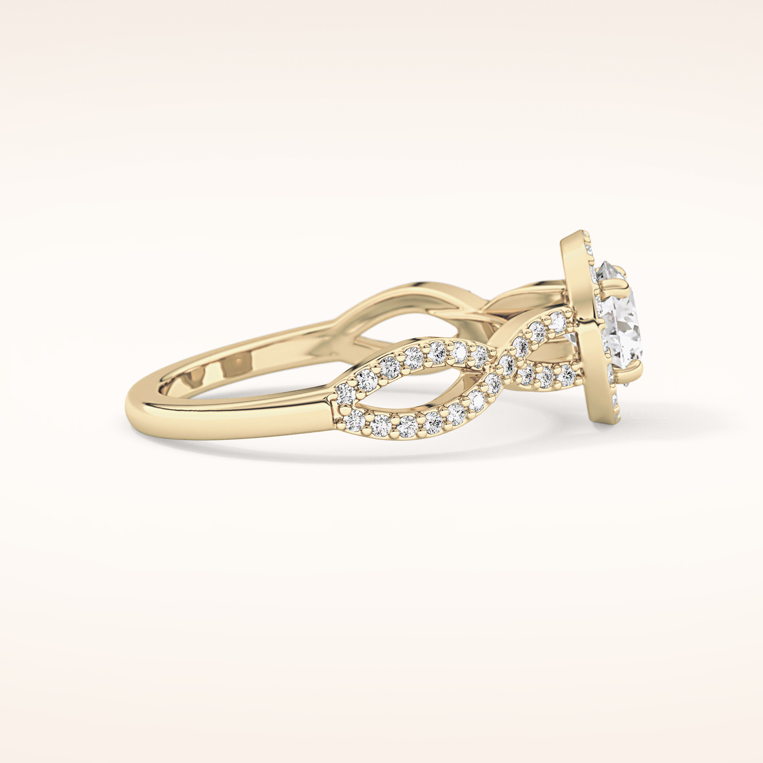 0.8 CT Round Shaped Double Halo & Twisted Pave Moissanite Engagement Ring