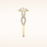 0.8 CT Round Shaped Double Halo & Twisted Pave Moissanite Engagement Ring