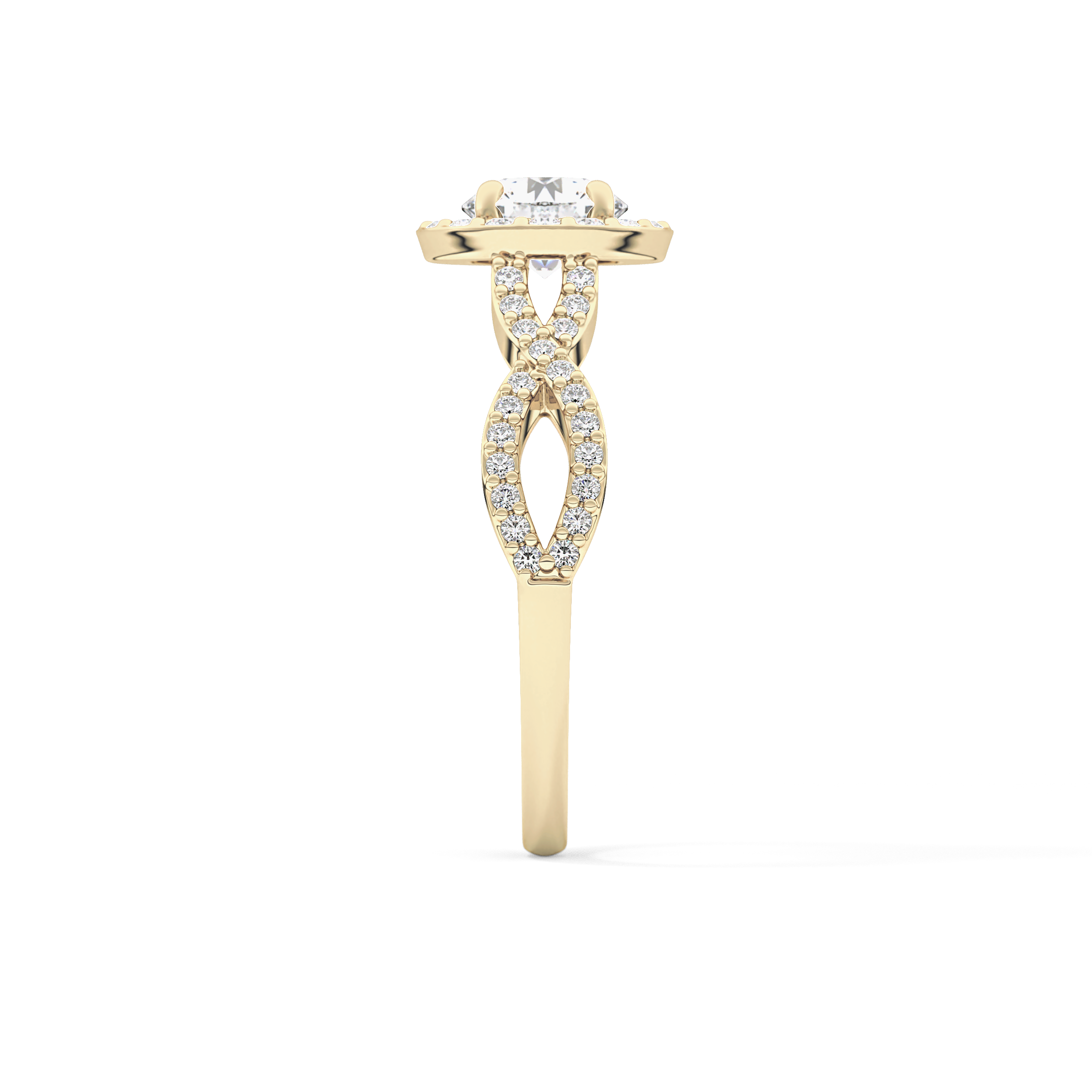 Round Halo & Twisted Pave Lab Grown Diamond Engagement Ring