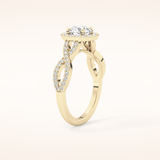 0.8 CT Round Shaped Double Halo & Twisted Pave Moissanite Engagement Ring