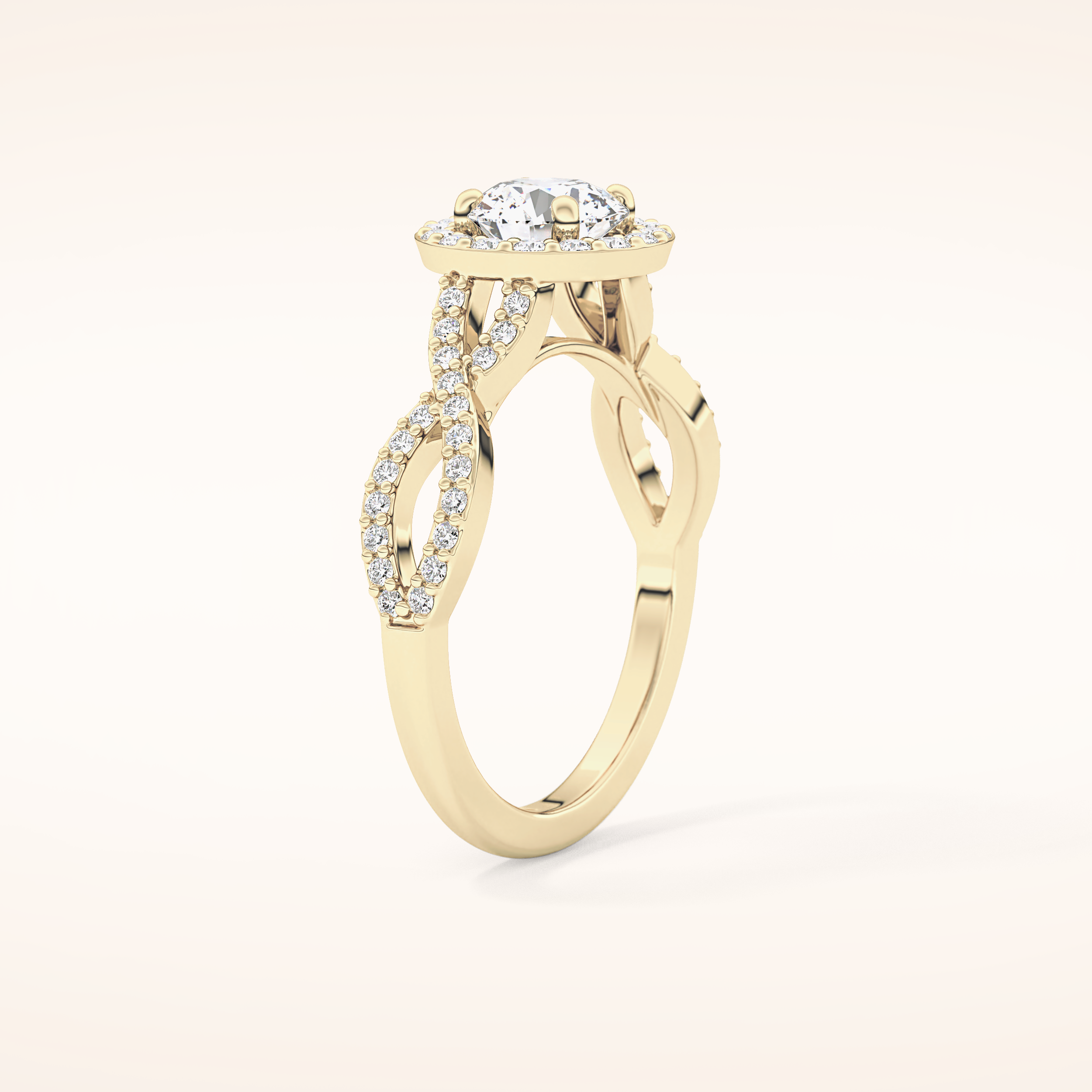 0.8 CT Round Shaped Double Halo & Twisted Pave Moissanite Engagement Ring